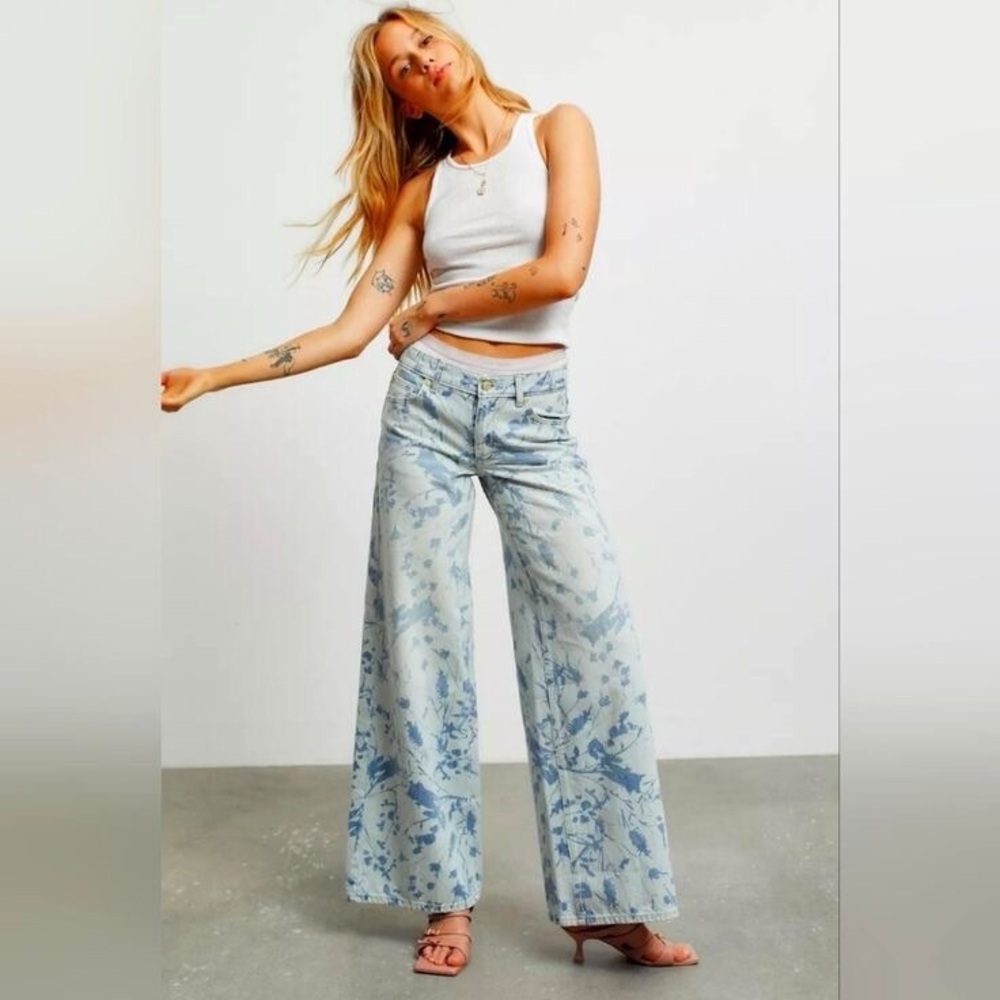 Urban Outfitters BDG Floral Wide-Leg Jeans